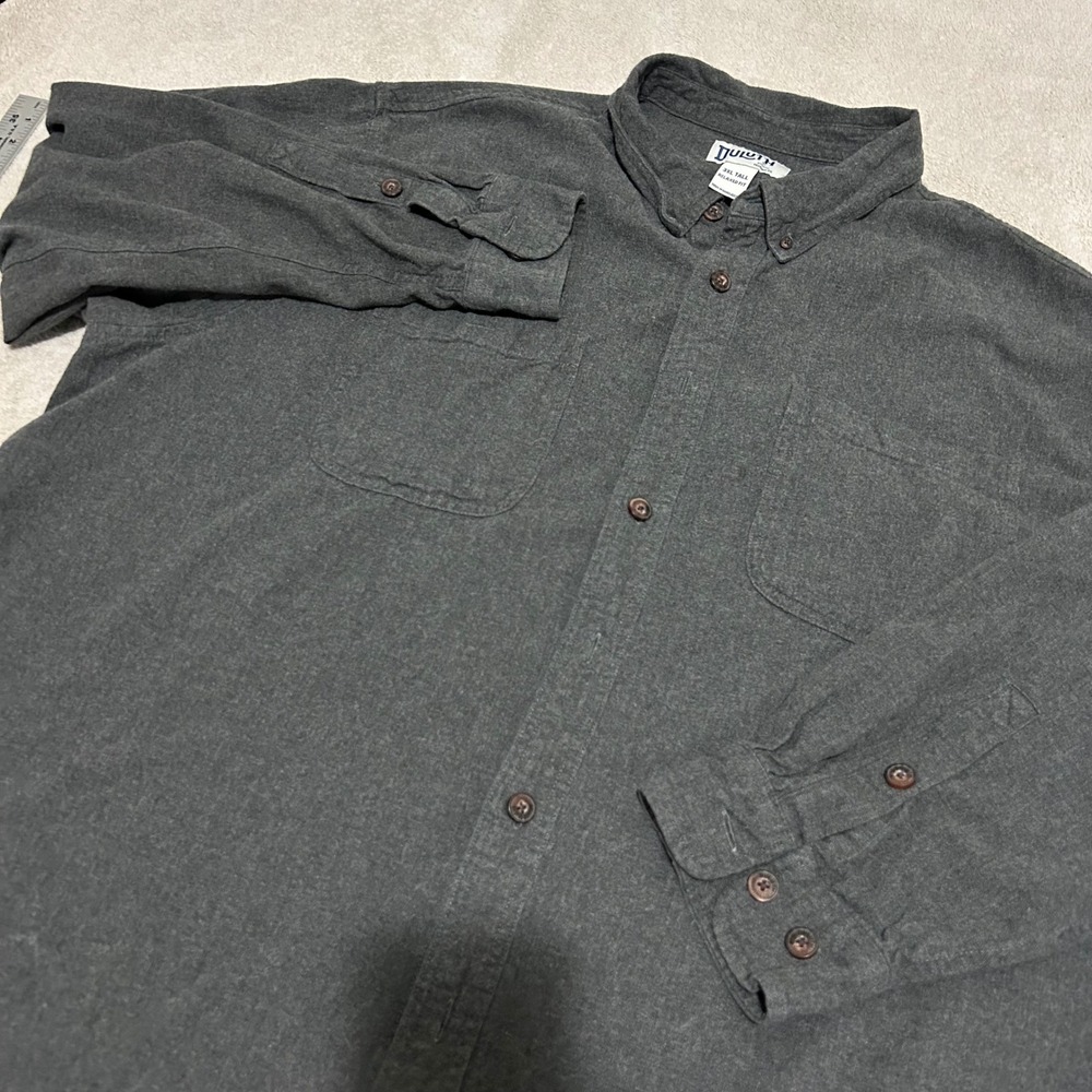 Duluth Button Down Shirt Mens 3XL Tall Gray Relaxed Fit Flannel Long Sleeve
